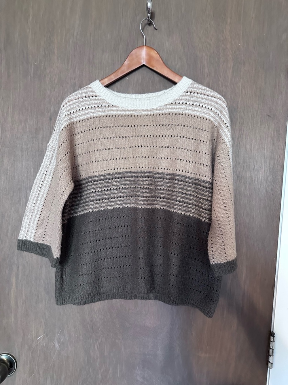 Caslon Women's Striped Knit Sweater in Beige and Dark Brown